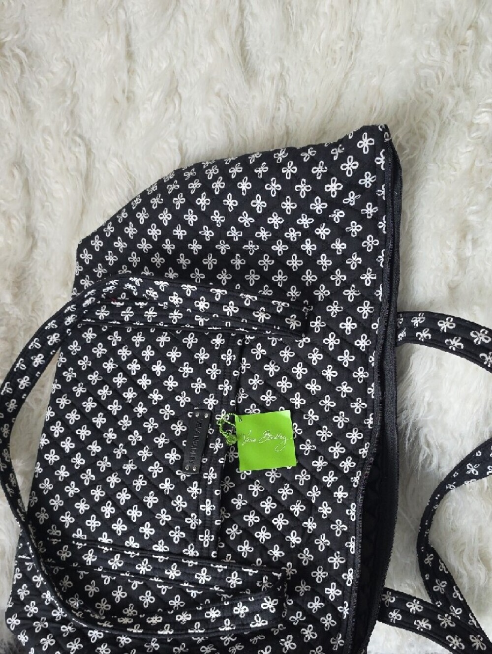 Large Black Quilted Vera Bradley Tote Bag - Picture 8 of 9